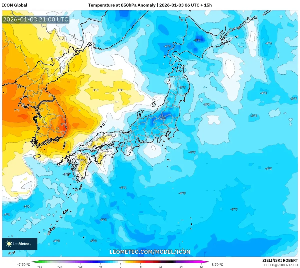 1月4日、東日本で顕著な気温偏差が観測された。
