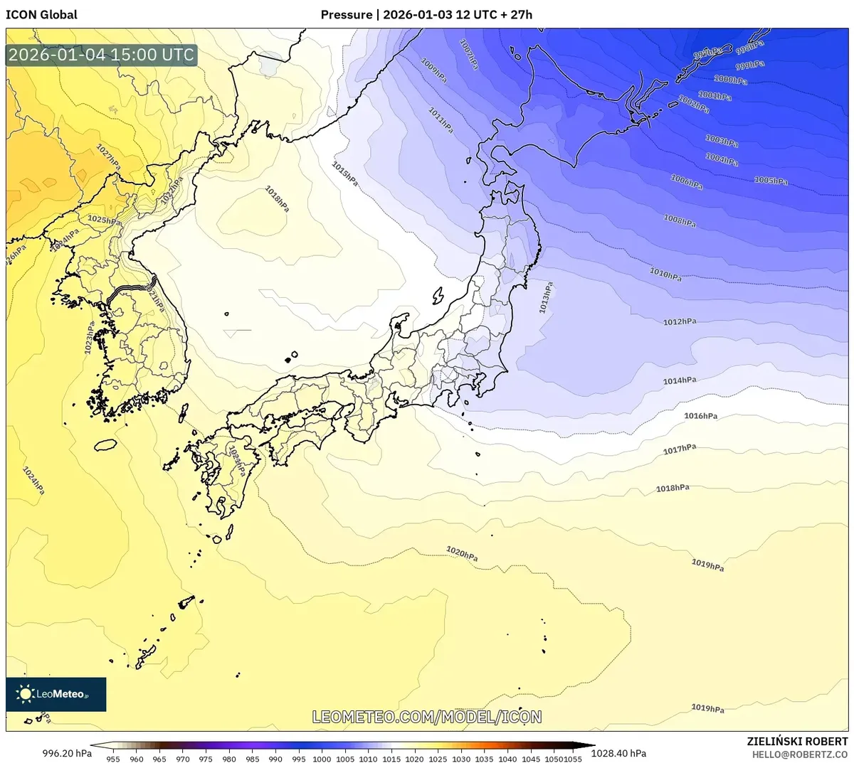 1月5日、高気圧が日本に影響を与える