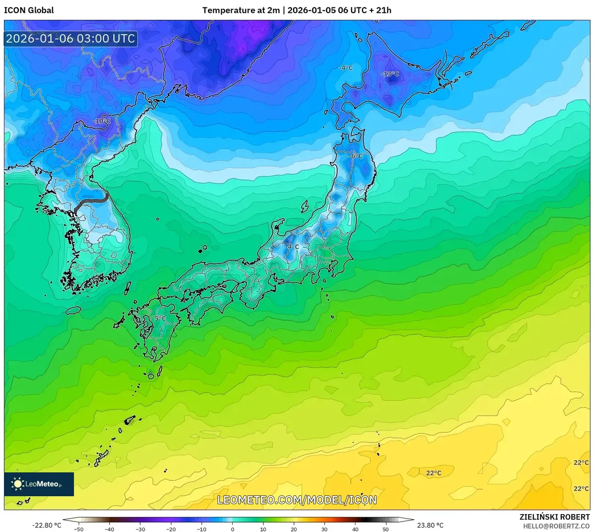 沖縄で最も暑い日中の気温 2026年1月6日