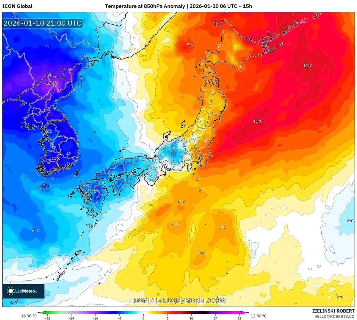 2026年1月11日 北日本に広がる低温偏差
