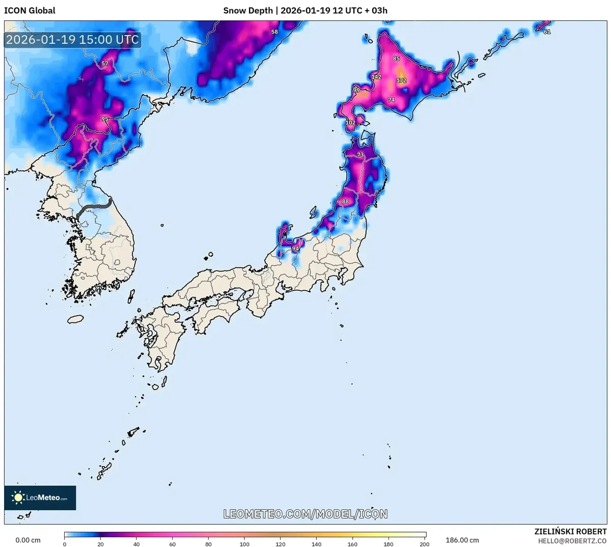 北海道で深い雪が予想される１月２０日、２０２６年