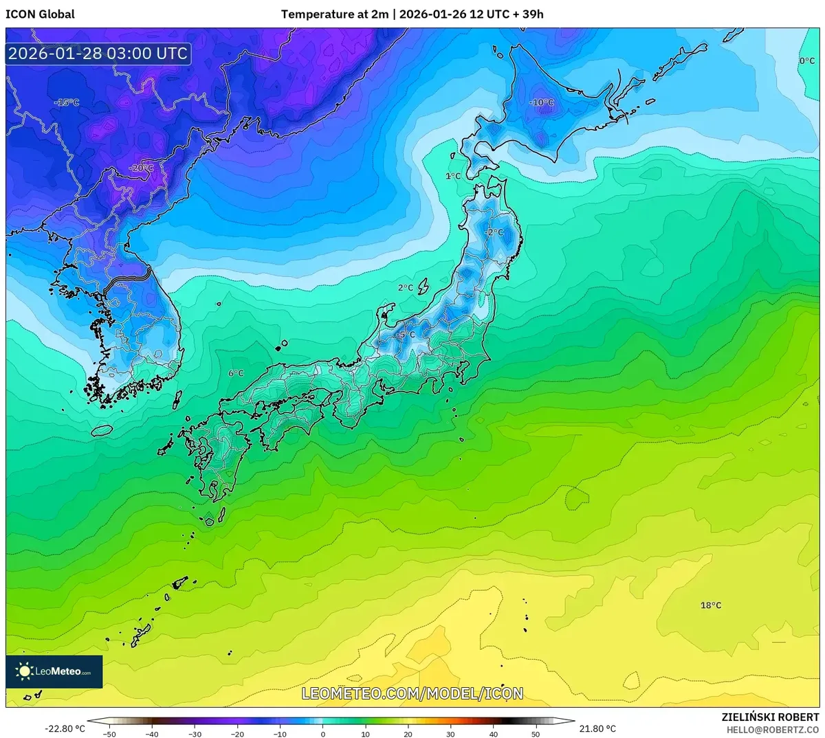2026年1月28日正午の東京の気温