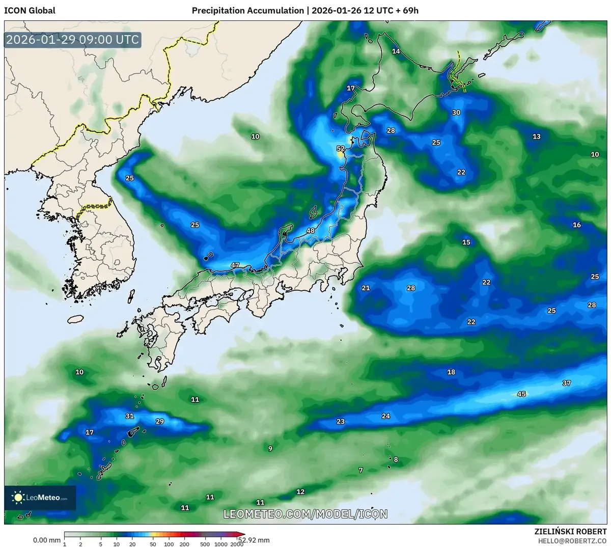 2026年1月29日の日本の降水量
