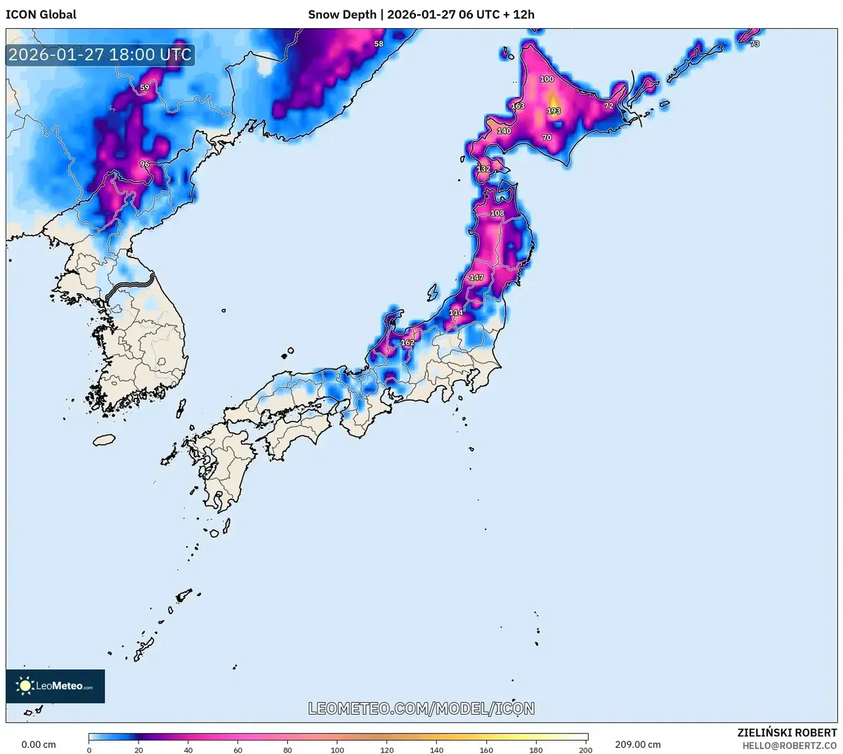 2026年1月28日の札幌の積雪深
