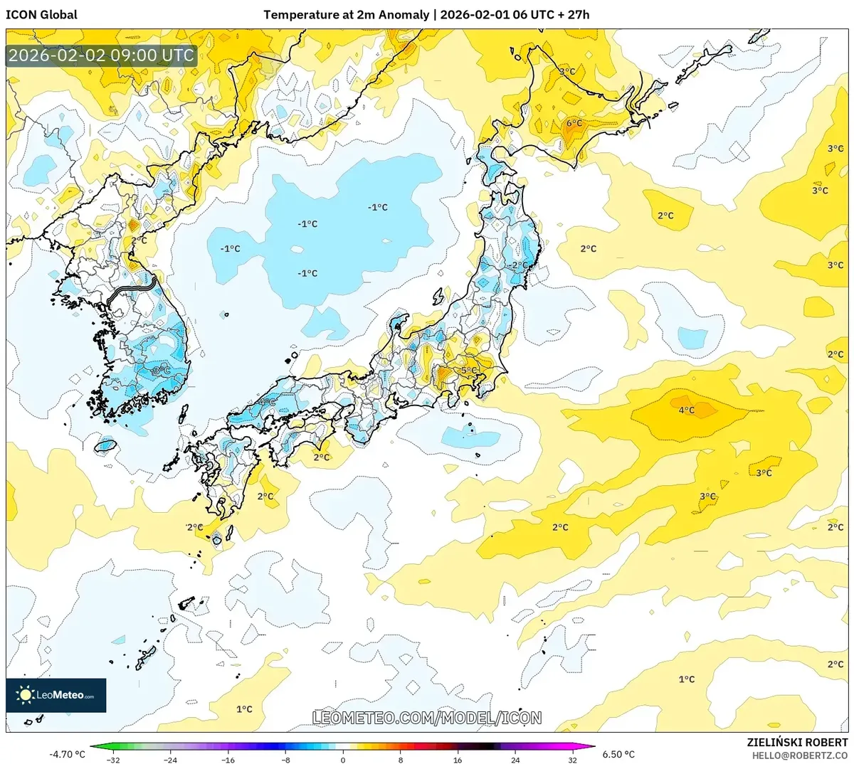 2026年2月2日の札幌の気温平年差