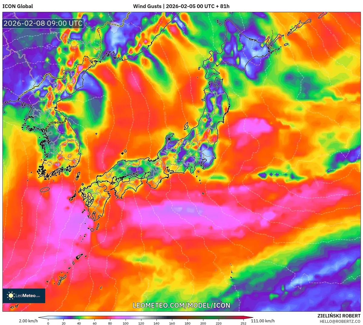 2026年2月8日 本州各地で強まる風