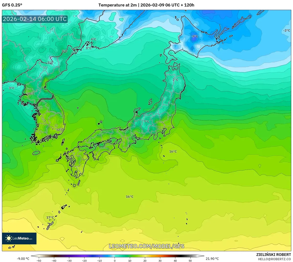 南日本で午後の暖かさがピークに達する2月14日、2026年