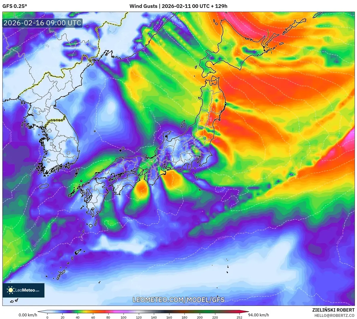 2026年2月16日 夕方 東日本で続く強風