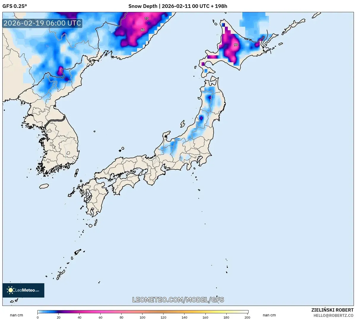2026年2月19日 北海道で予想されるまとまった降雪