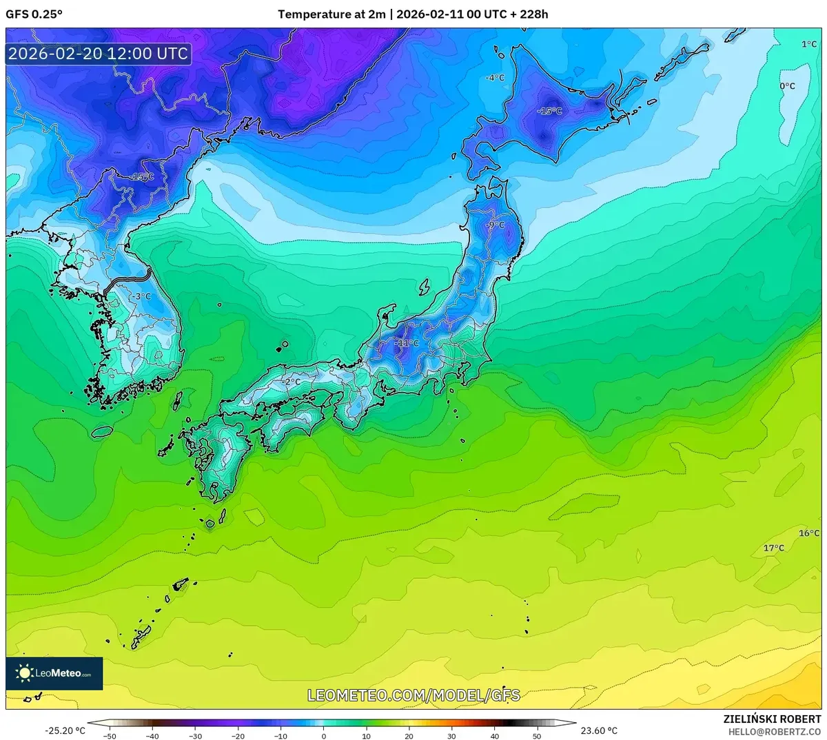 2026年2月21日 北海道での厳しい夜の冷え込み
