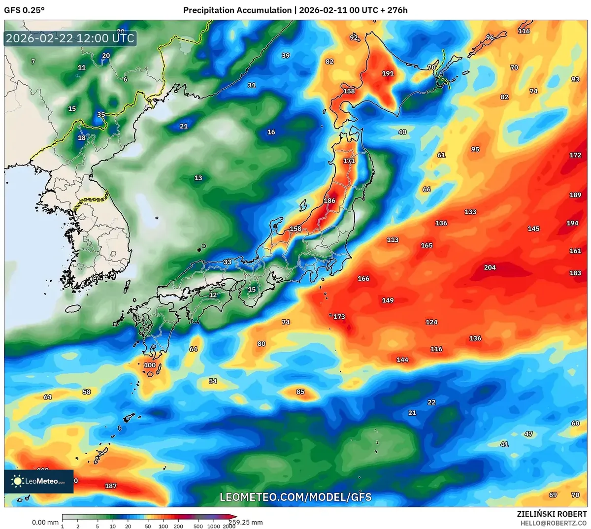 2026年2月22日 沖縄で予想されるまとまった降雨
