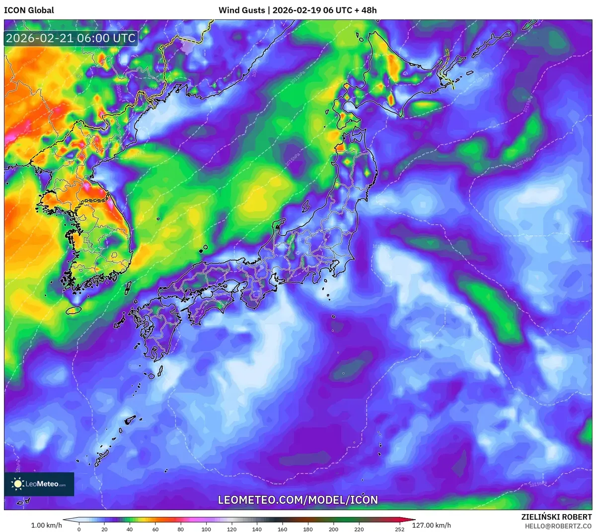 2026年2月21日 本州中部で続く弱い風と穏やかな夜