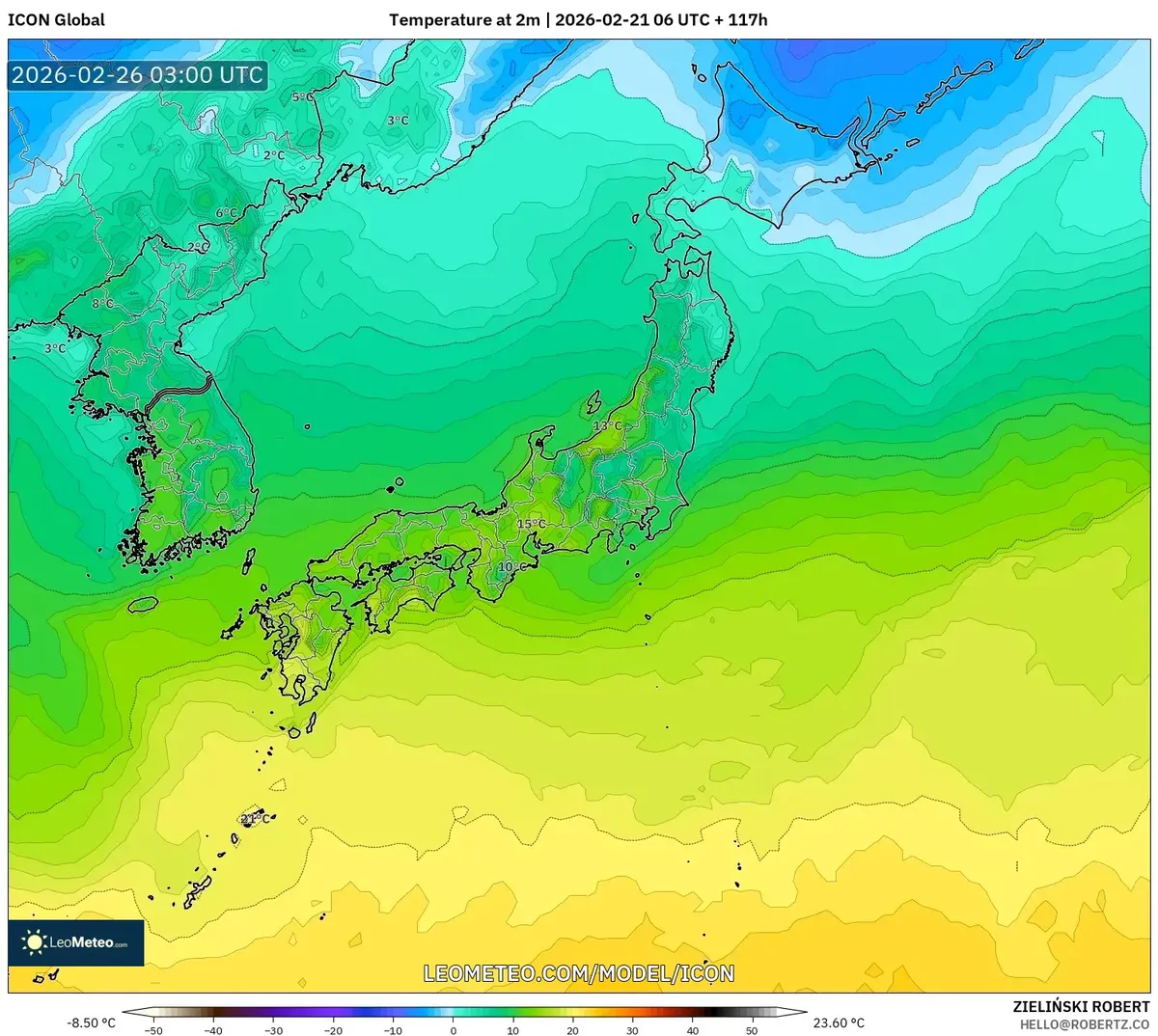 2026年2月26日 北日本の冷え込み（ICON）