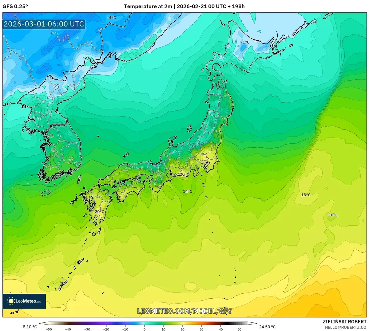 2026年3月1日 中部の暖かな午後（GFS）