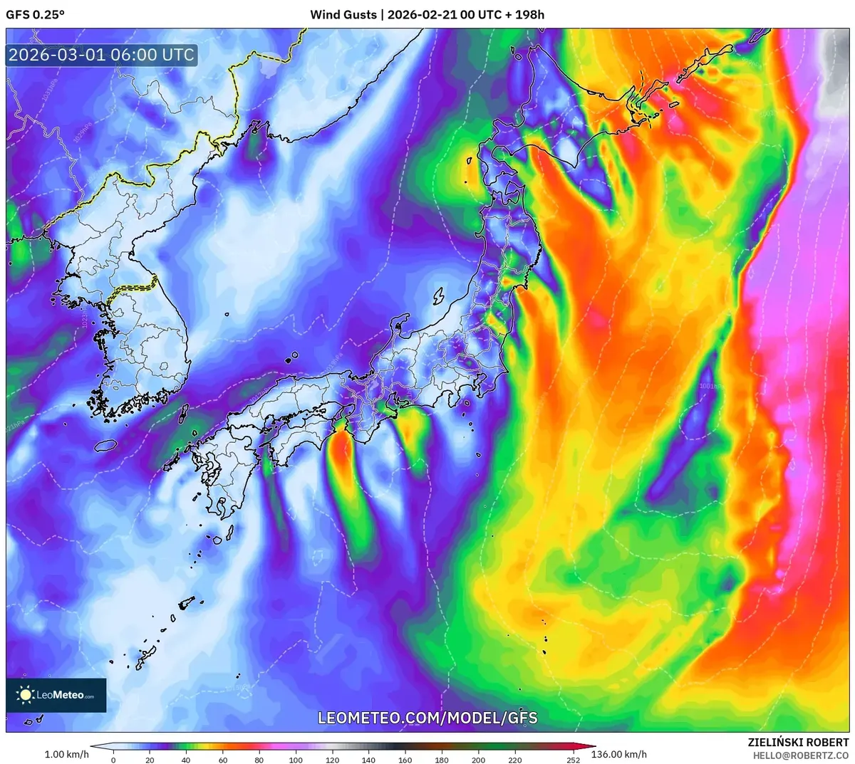 2026年3月1日 東京周辺の強めの風（GFS）