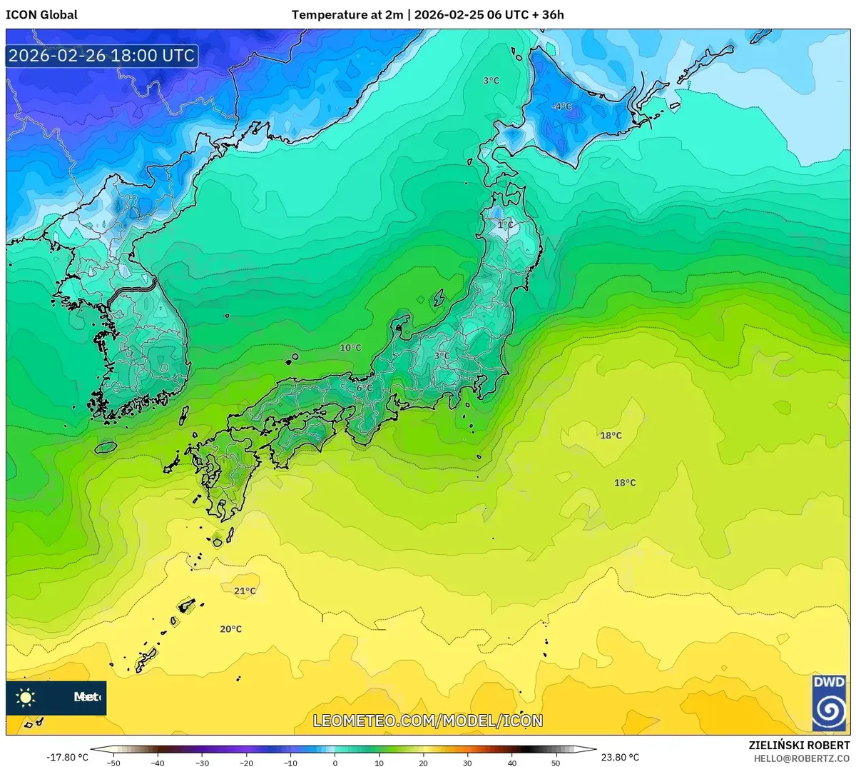 2026年2月27日 朝の北日本は冷え込みが強く曇天優勢（ICON）