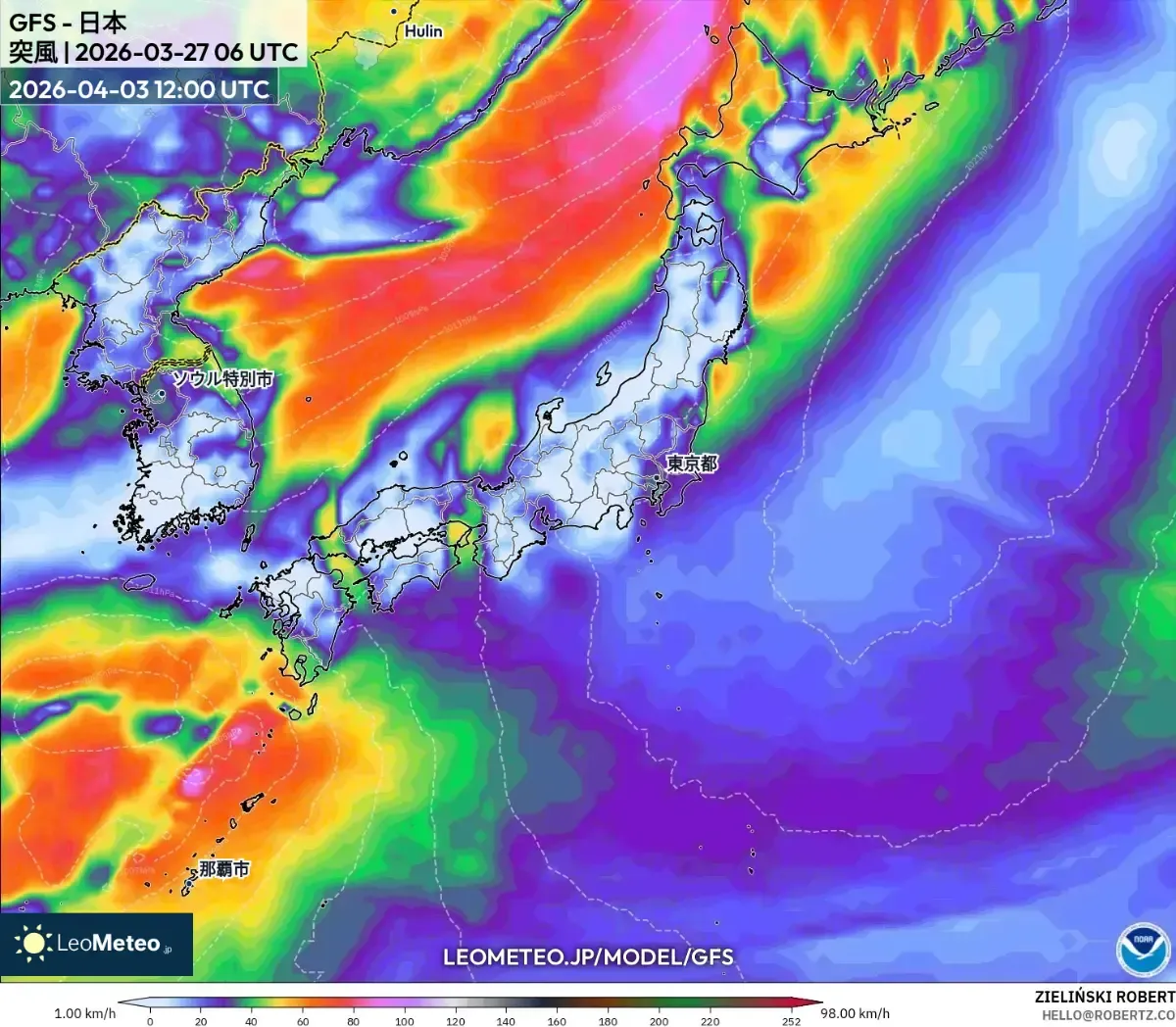 2026年4月4日 東京周辺で東風が強まる予想（ICON）