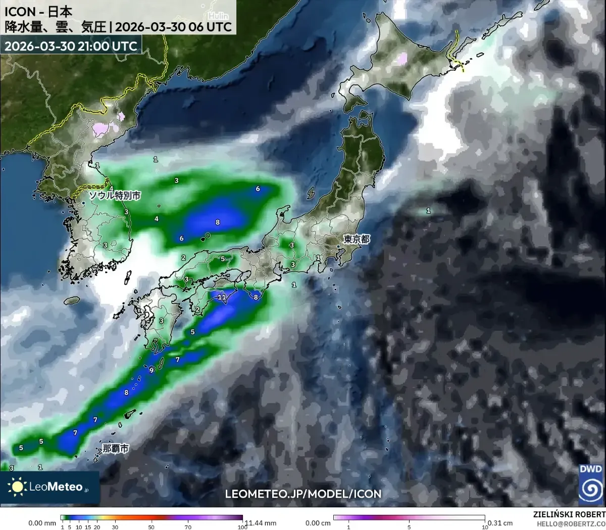 2026年4月4日 関西地方の大雨（ICON）