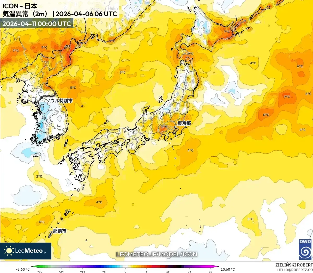 2026年4月11日（土）の予想天気概況（ICON）