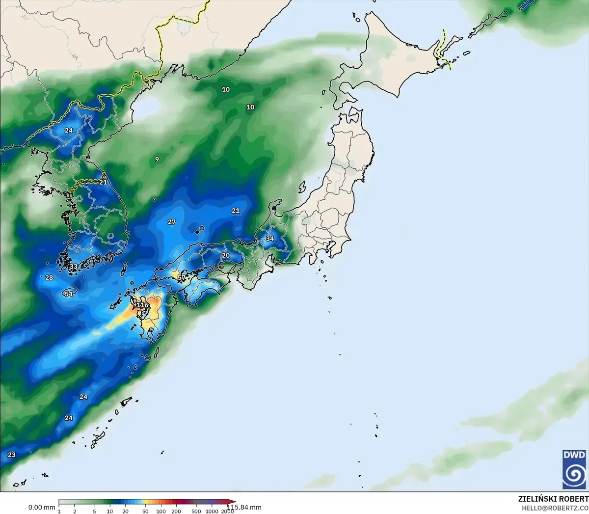 散発的な雨と降水
