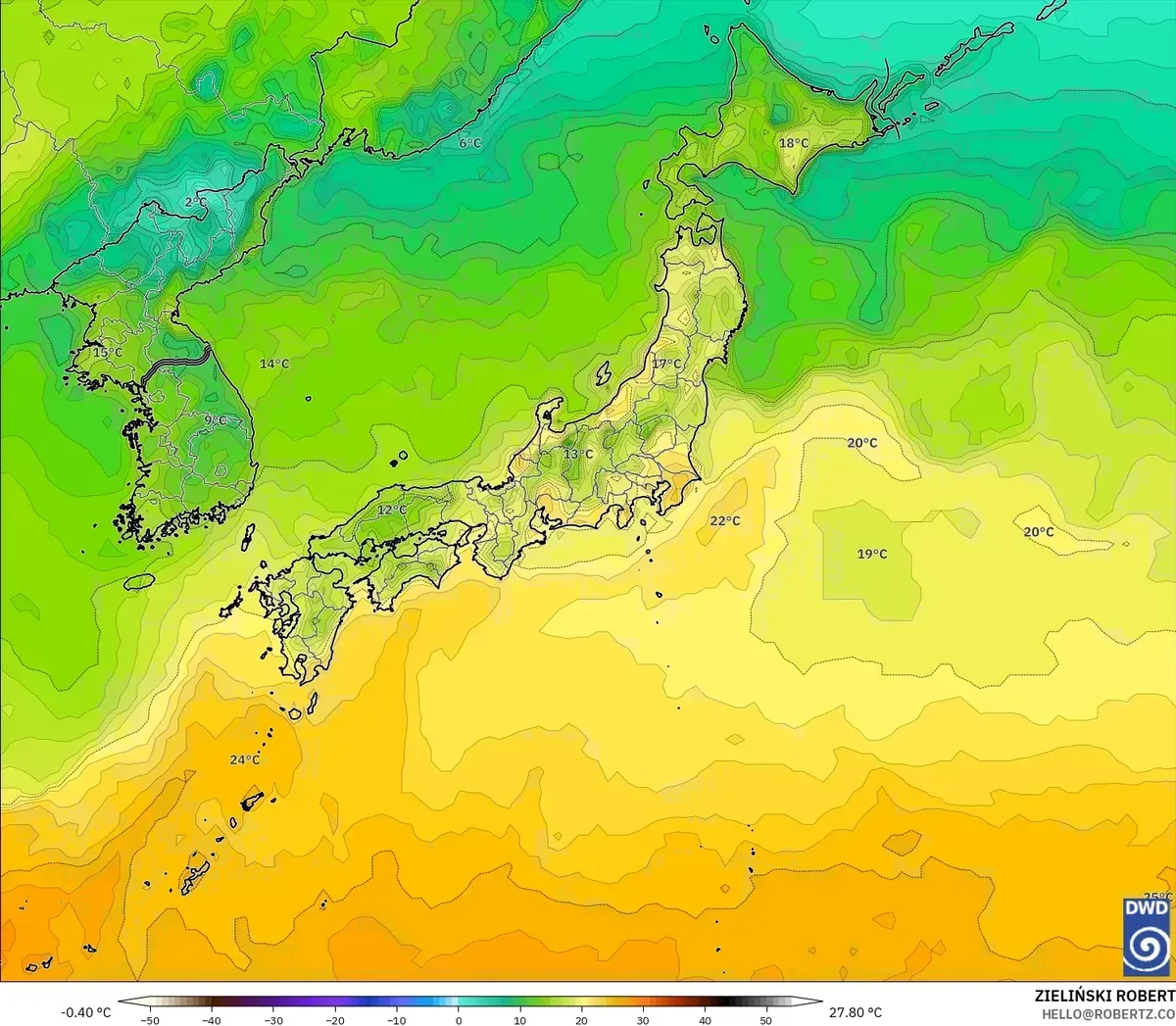 全国的な穏やかな気温