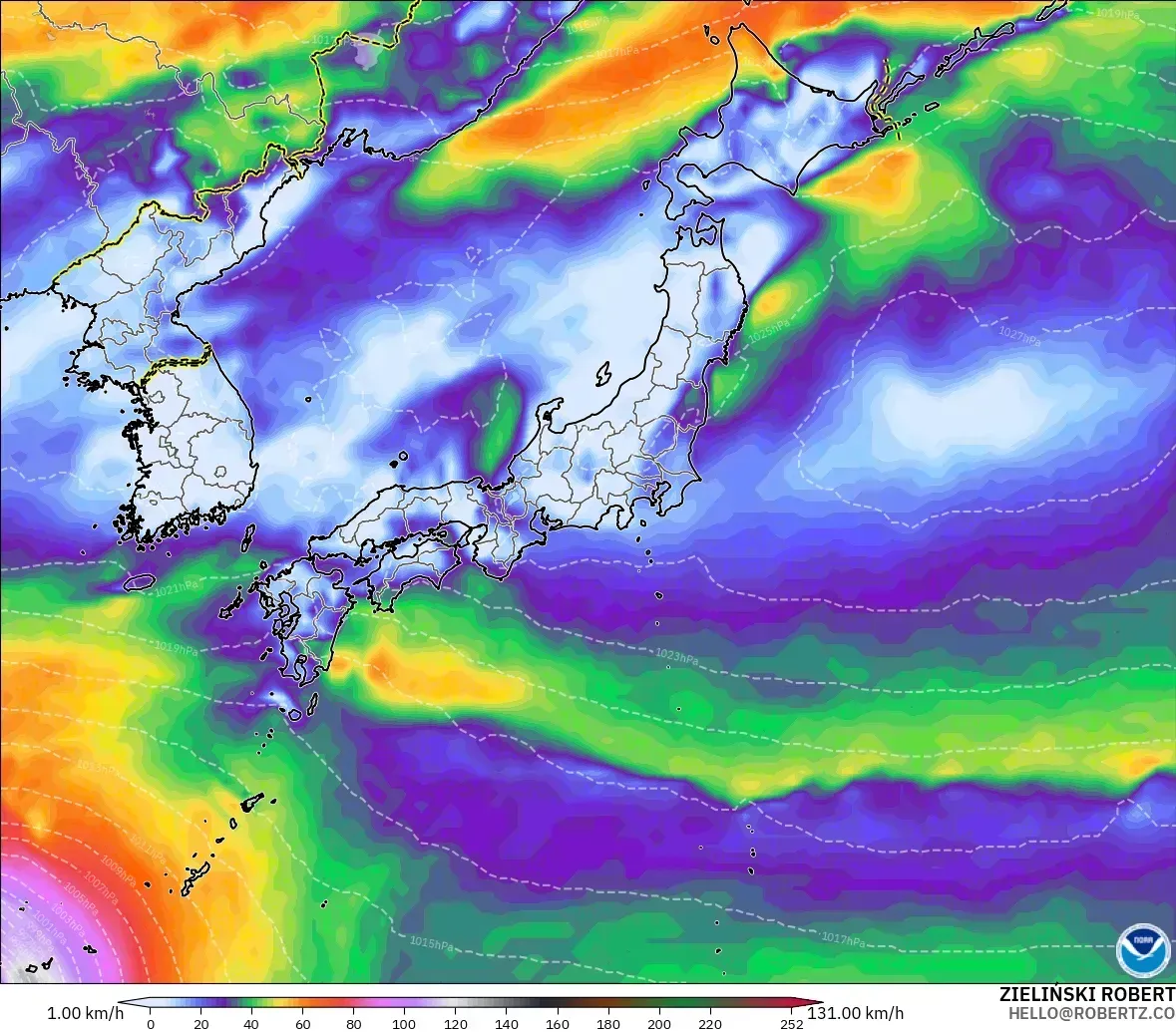 2026年10月24日（土）、日本全域で最大瞬間風速33メートル。GFSモデル