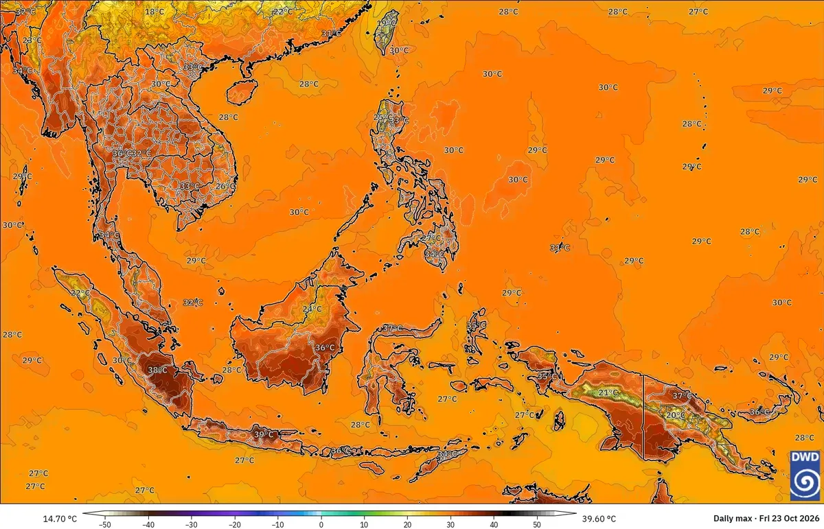 2026年10月23日（金）のインドネシア、最高気温39℃。ICONモデル