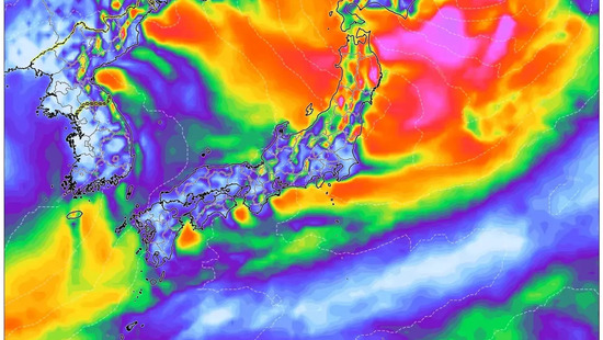 日本に明日（12月8日）100 km/hを超える烈風が襲来